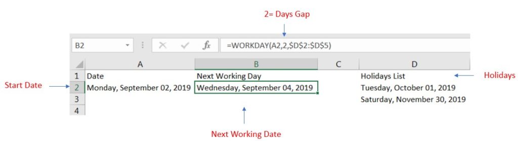 Excel Workday Formula