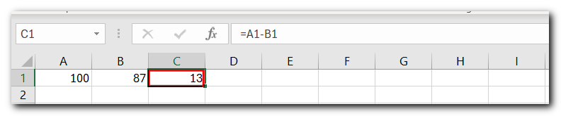 2.2 Subtract in Excel