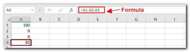 2.3 Subtract in Excel