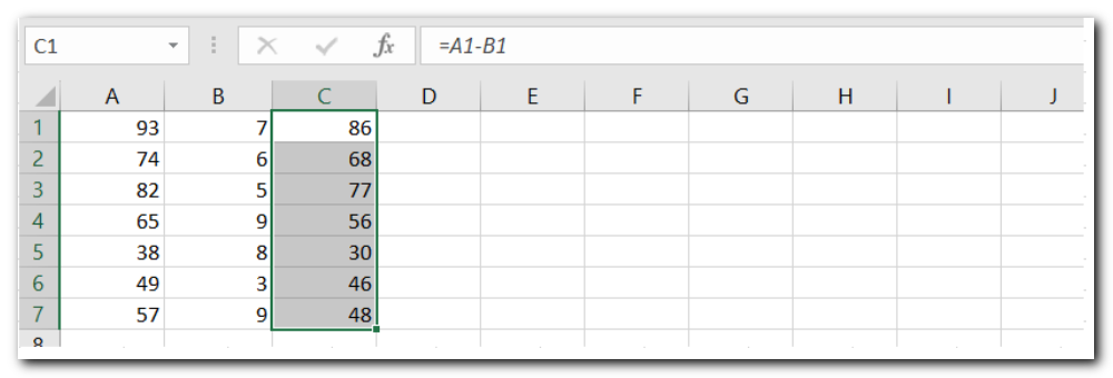 Subtract in Excel