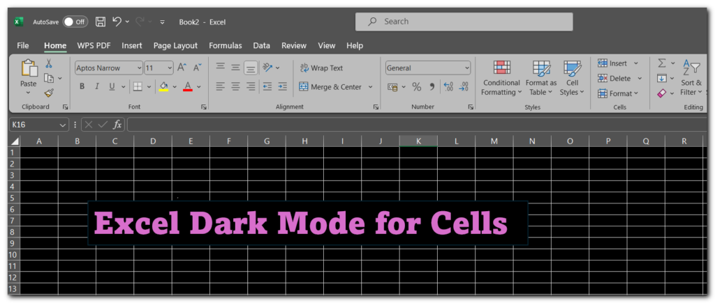 5.9 Excel Dark mode