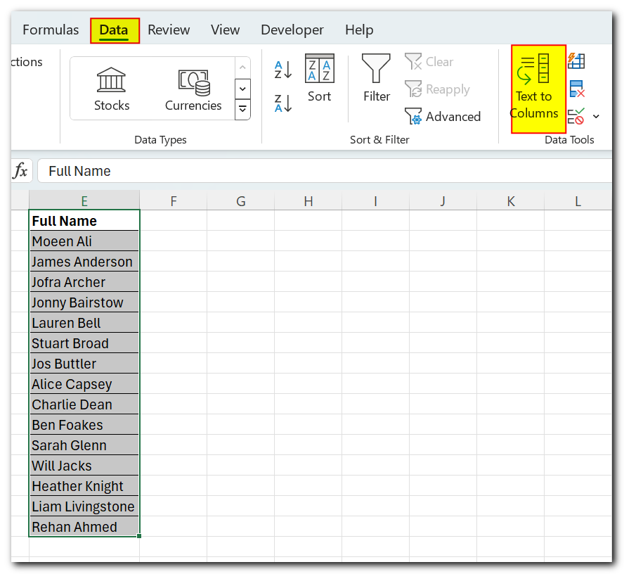 Text to column Located