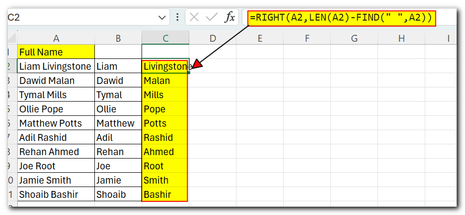 Result of Right Function