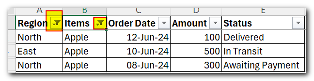 Multiple Column filter