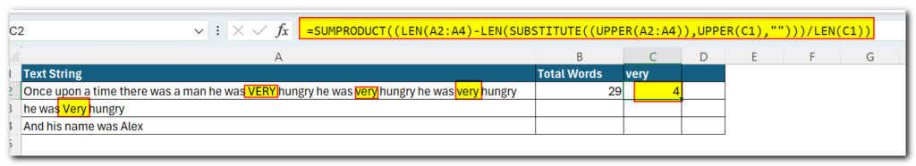 Upper and lower function use for count word