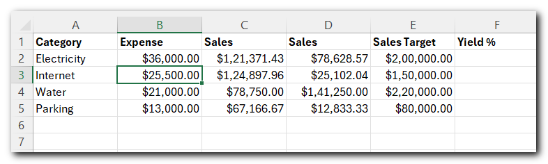 9.1 Excel Table