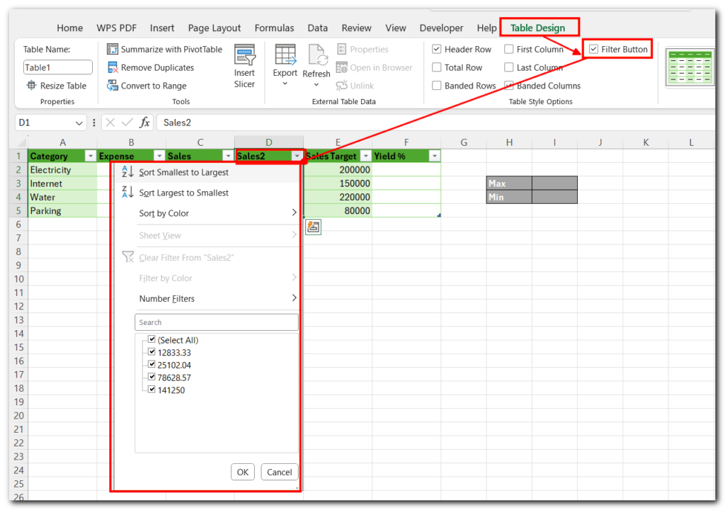 9.24 Excel tables