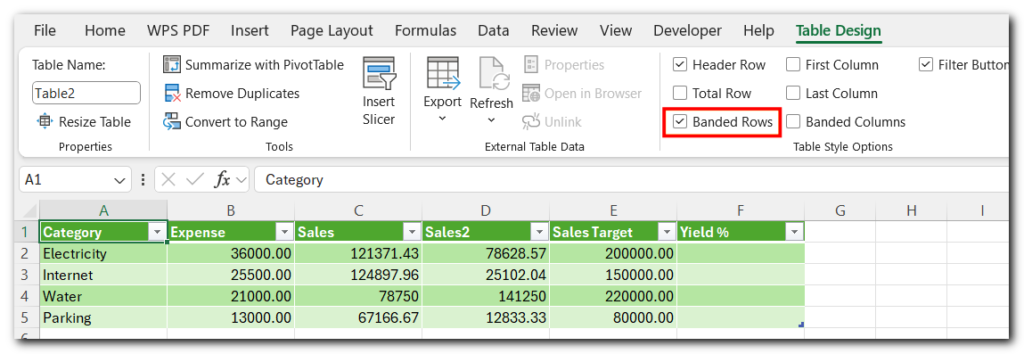 9.32 Excel Tables