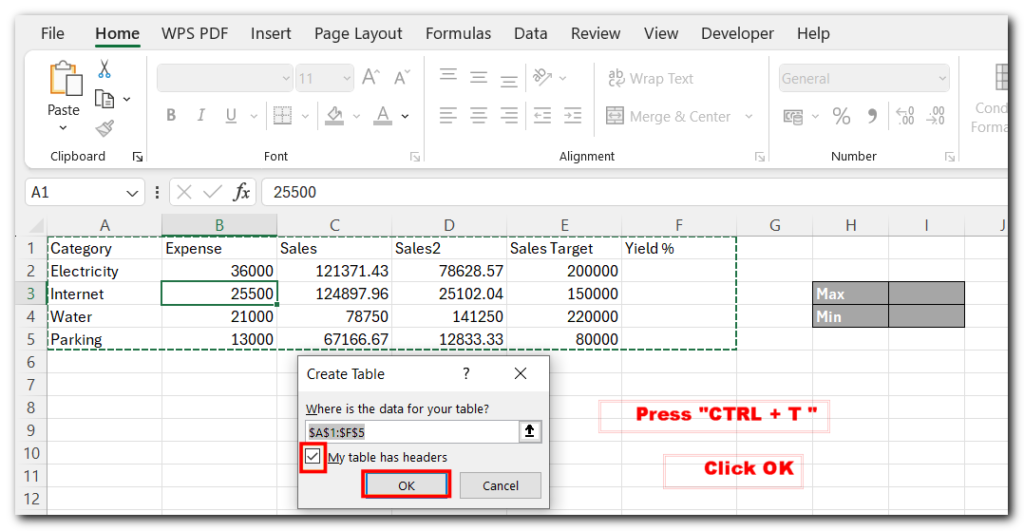 9.5 Excel Tables