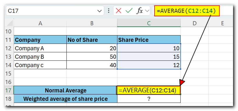 Normal average formula