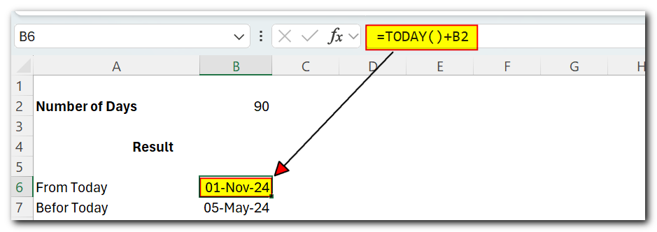 Days calculation today function