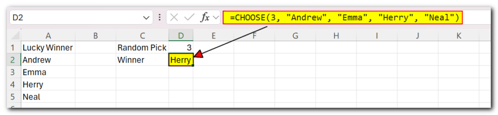 CHOOSE function - syntax and basic uses