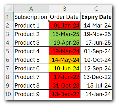 Calculate and highlight 90/60/30 days from or before today in Excel