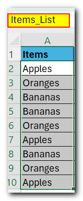 How to create an Excel named range