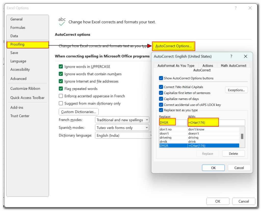 How to Insert DEGREE Symbol in Excel