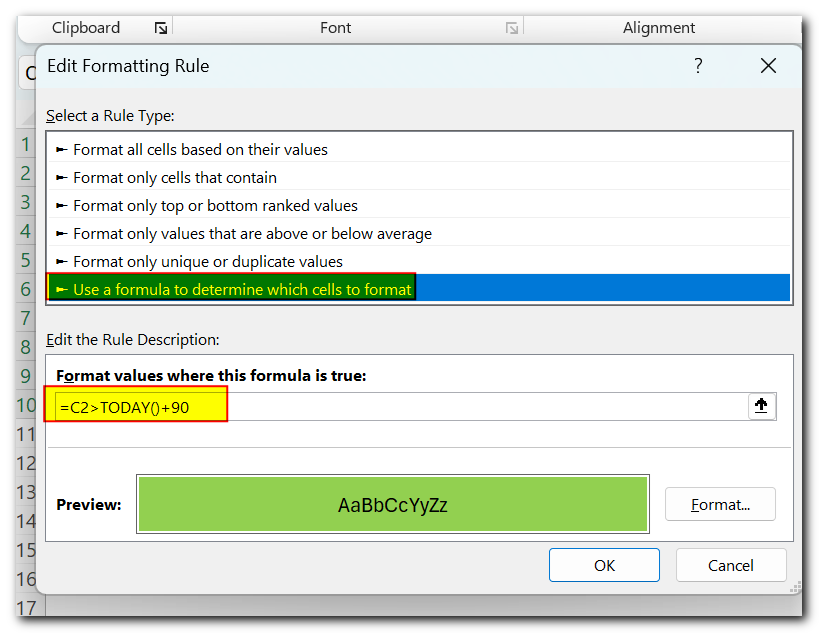 Formatting Cells