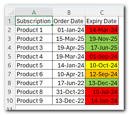 Calculate and highlight 90/60/30 days from or before today in Excel