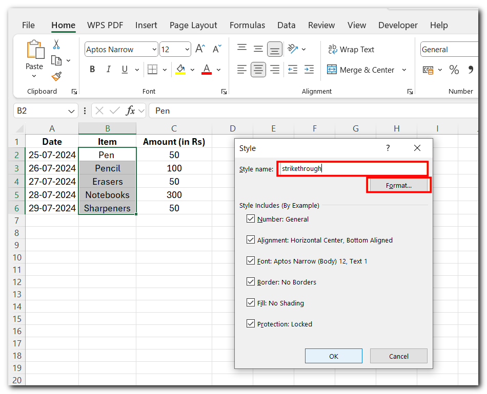 Strikethrough in Excel - 4 Easy Ways