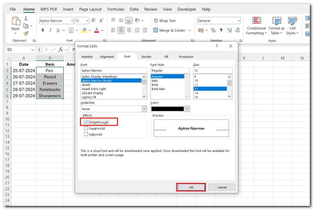 Strikethrough in Excel - 4 Easy Ways