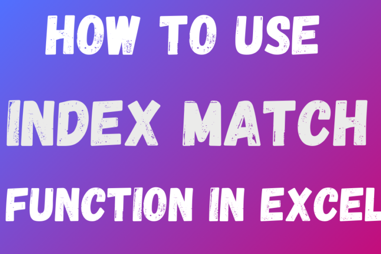 Index Match in Excel