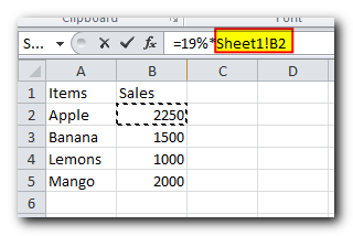 Creating a reference to another sheet in Excel