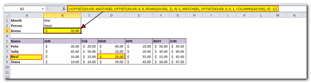 Two-way lookup (by column and row values)