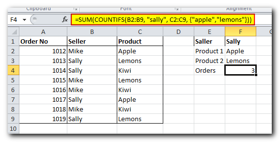 Array formula to count cells with multiple conditions