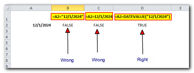 Excel logical operators: equal to, not equal to, greater than, less than