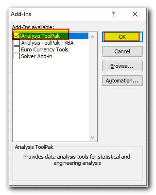 Analysis Toolpak