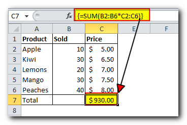 Simple example of array function - Result