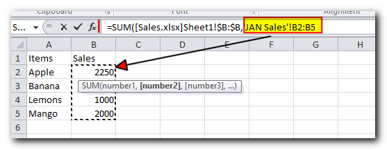 How to create external reference in Excel