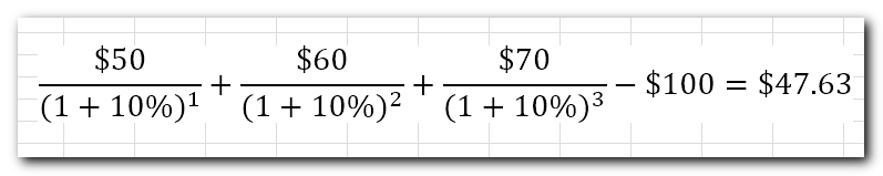 find NPV for a series of cash flows