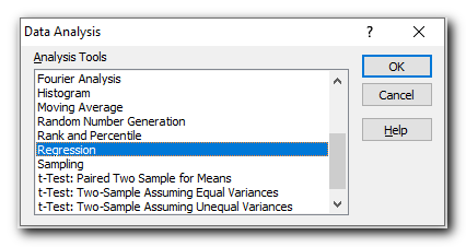 Linear regression analysis in Excel