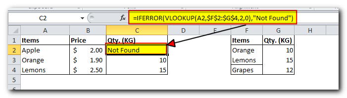 Excel IFERROR with Vlookup