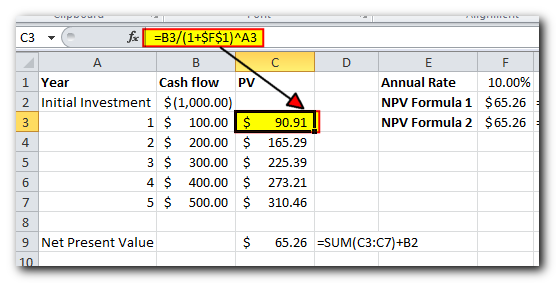 add up all the present values