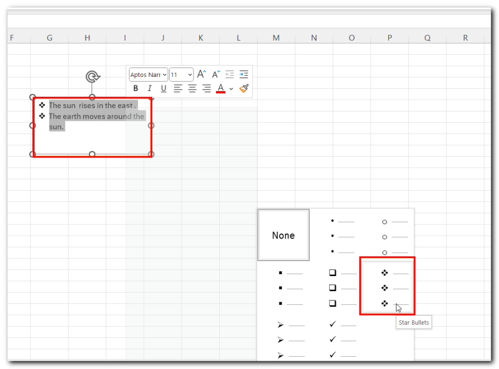 Bullet Points in Excel - 4 Easy Ways