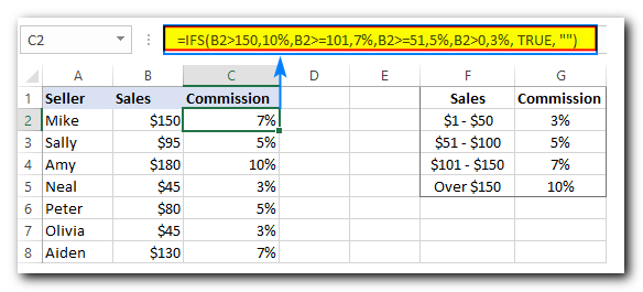 IFS statement as alternative to nested IF function