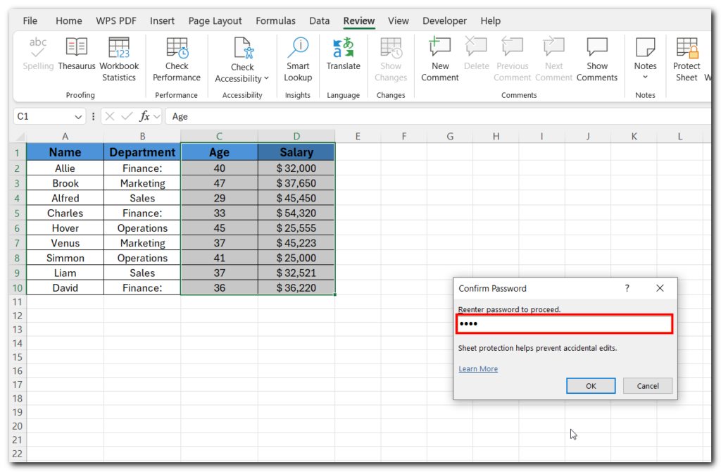 22.11 lock column in excel