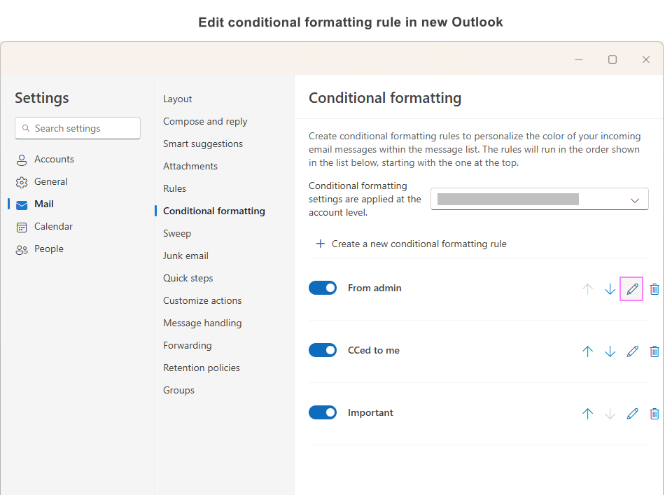How to edit a conditional formatting rule
